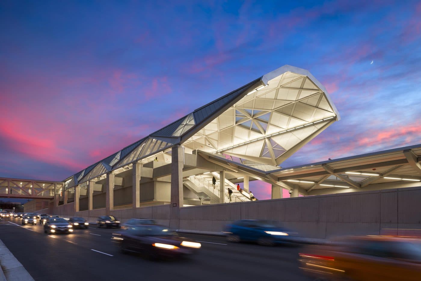 Metro station at dusk