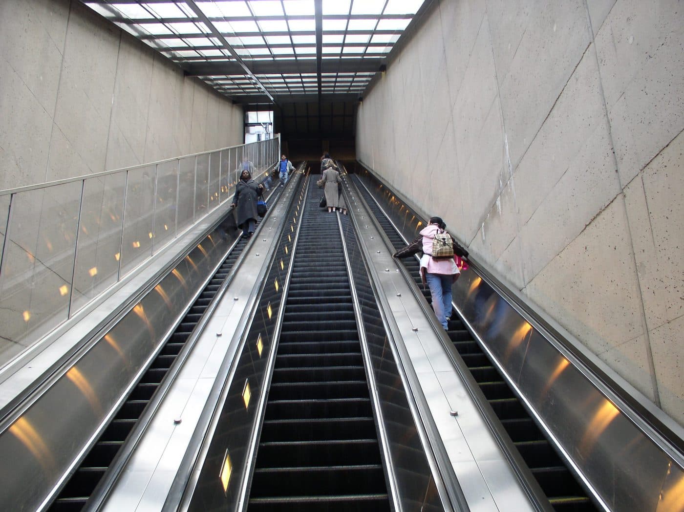 Metro station escalators