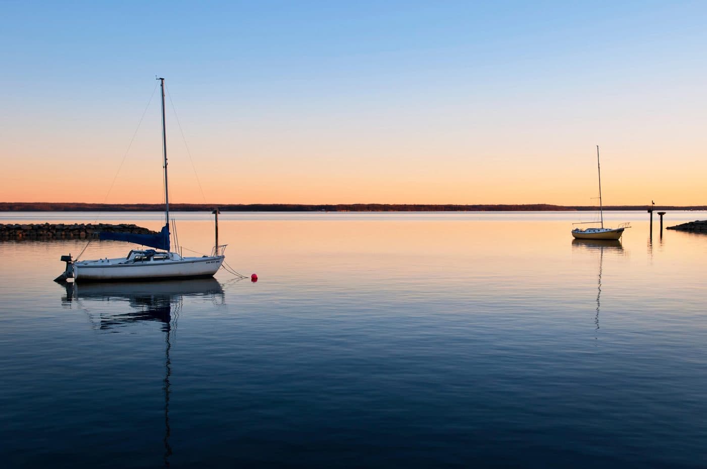 Sailboats at sunset on the Potomac