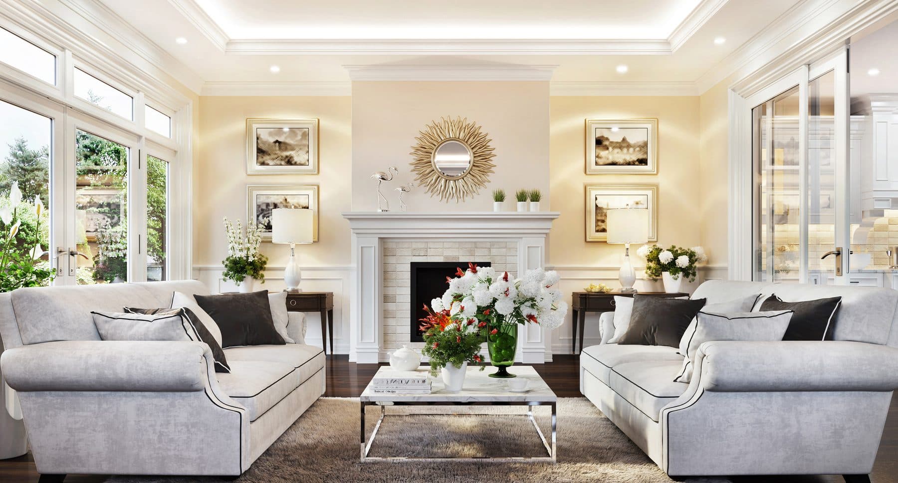 Bright, staged living room